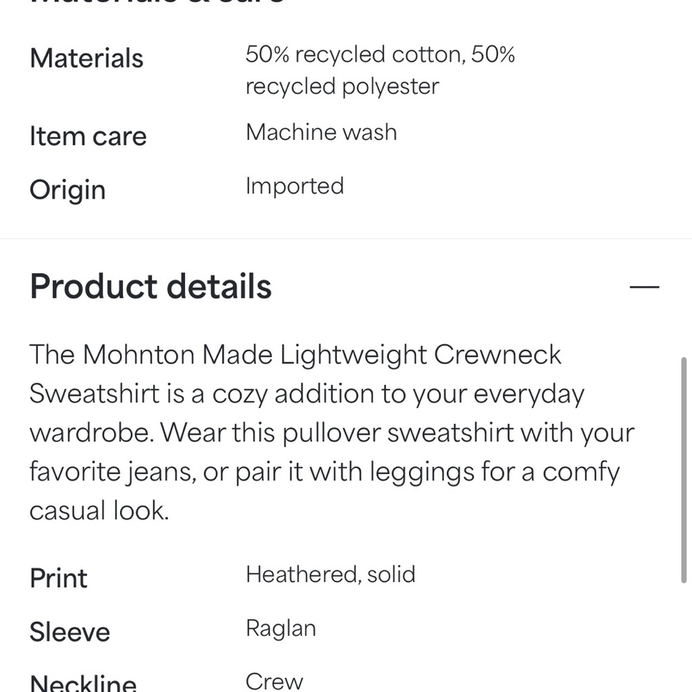 Mohnton Made Lightweight Beige Crew Neck Sweatshirt - Picture 4 of 6